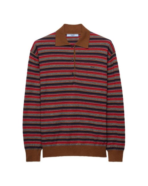 Prada Red Gestreifter Kaschmirpullover