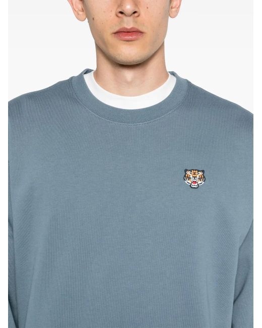 Felpa Con Applicazione Tiger di KENZO in Blue da Uomo