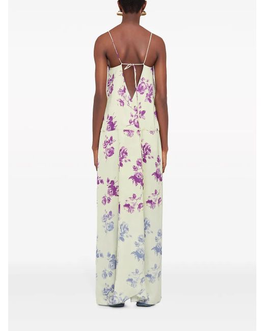 Jil Sander White Floral-Print Maxi Dress