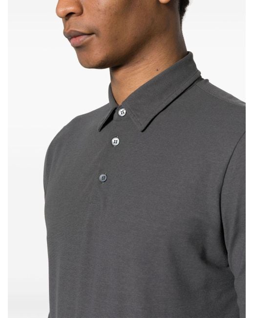 Zanone Gray Dyed Cotton Polo Shirt for men