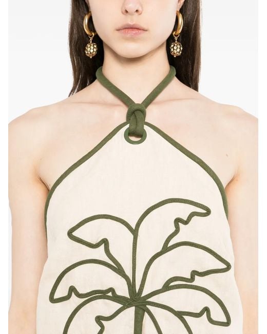 Farm Rio White Tree-Embroidered Mini Dress