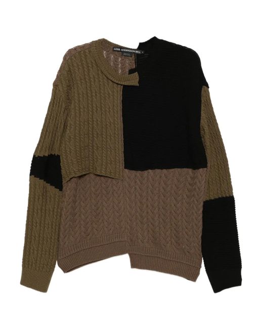 ANDERSSON BELL Brown Patchwork Asymmetric Jumper for men