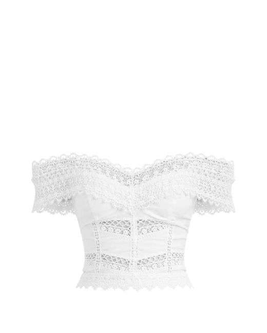 Charo Ruiz White Elisette Lace-Detail Top
