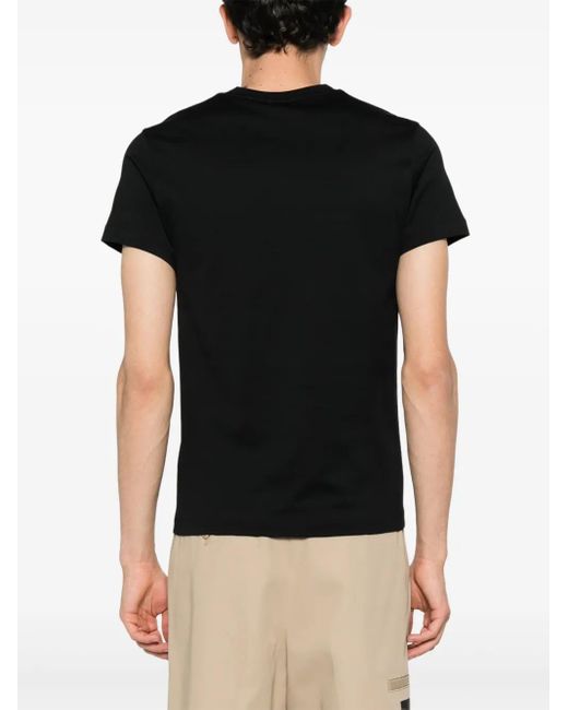 Burberry Black Logo-Embroidered Cotton T-Shirt for men