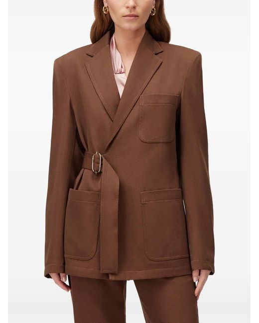 RETORI Brown Belted Denim-Effect Jacket