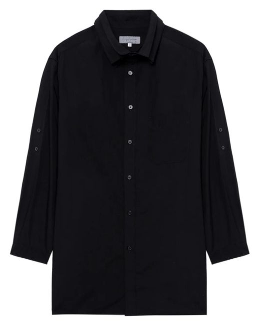 Yohji Yamamoto Blue Layered-Collar Cotton Shirt for men