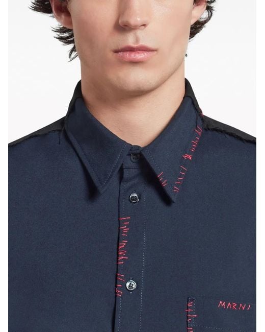 Marni Blue Shirt With Inserts for men