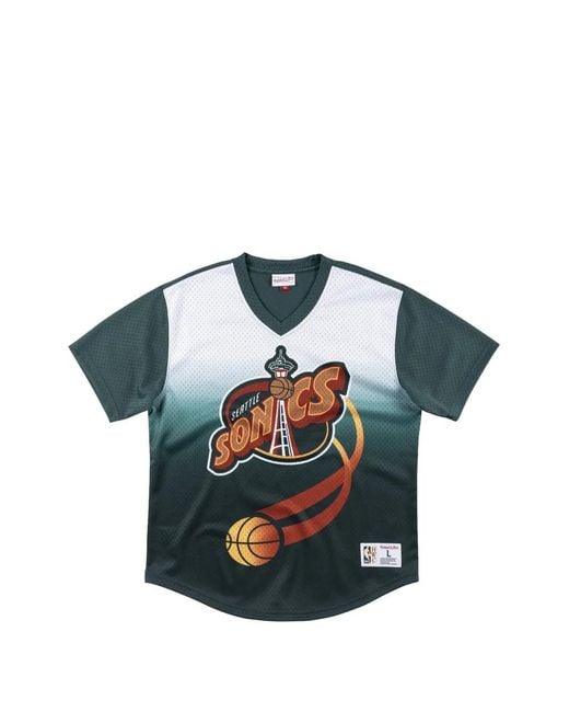 Mitchell & Ness Blue X Nba Seattle Supersonics V-Neck T-Shirt for men