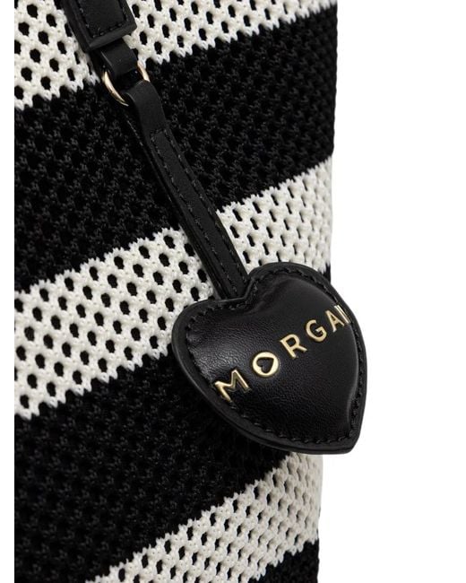Morgan Black Striped Mesh Tote Bag