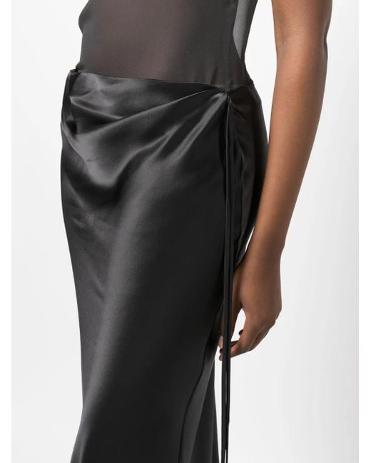 Christopher Esber Black Sheer-Panel Cowl-Neck Gown