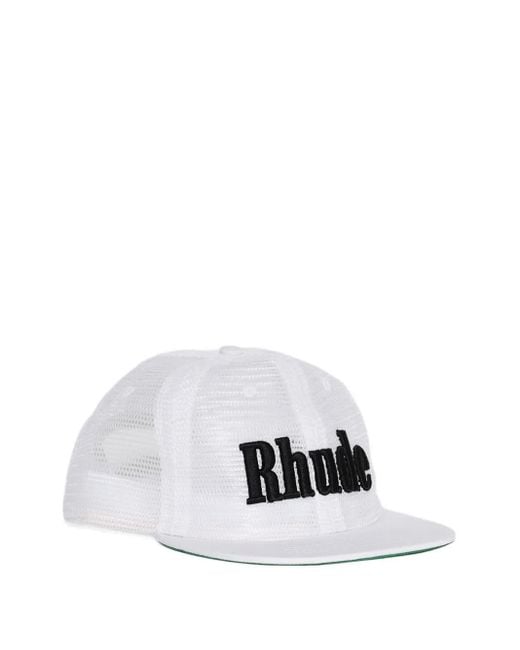 Rhude White Logo-Embroidery Mesh Baseball Cap for men