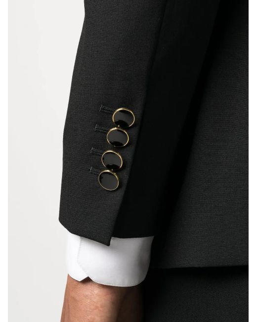 Eraldo Black Notched-Lapel Single-Breasted Blazer for men