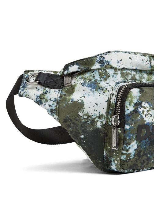 DSquared² Green Spray Paint Fanny Pack for men