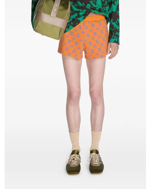 Dries Van Noten Orange Ribbed Jacquard Shorts for men