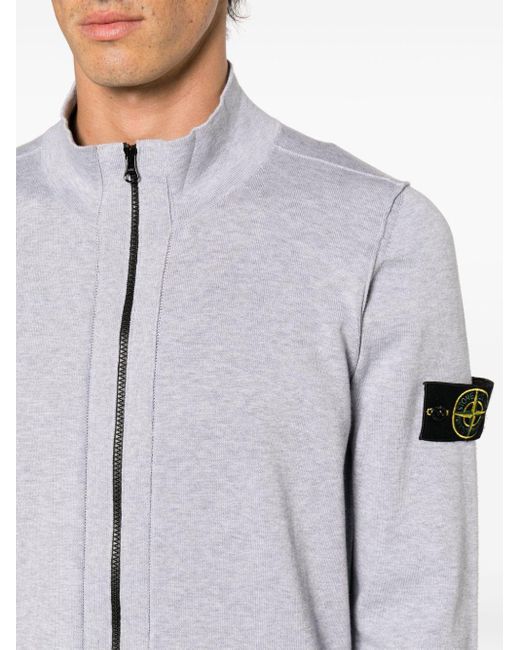 Stone Island Gray Compass-badge Zipped-up Cardigan for men