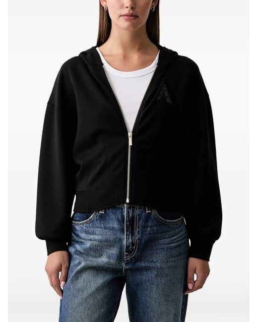 ARMANI EXCHANGE Black Sequin-Embellished Logo Hoodie
