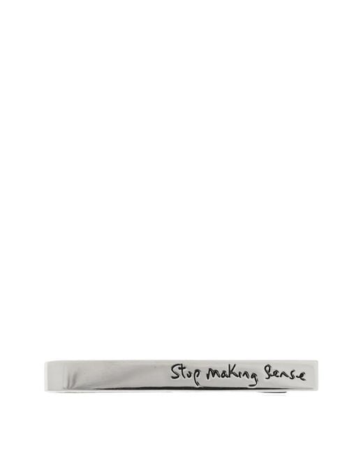 Paul Smith White Engraved Tie Clip for men