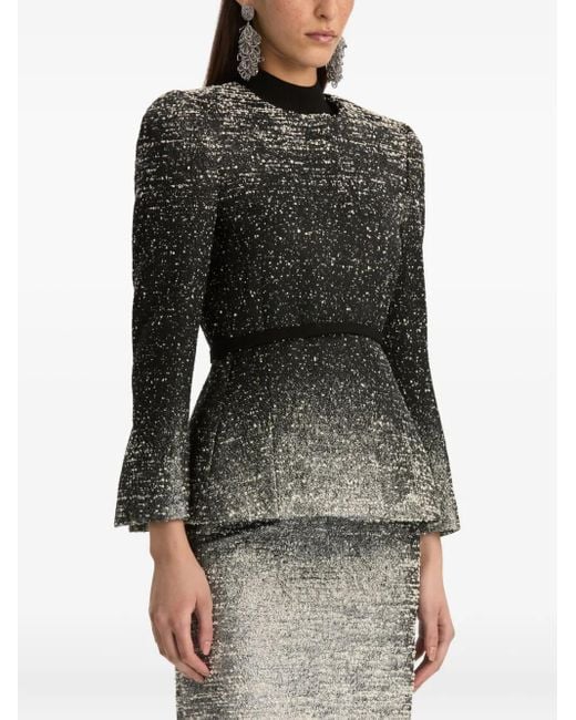 Oscar de la Renta Black Ombré Bouclé Jacket