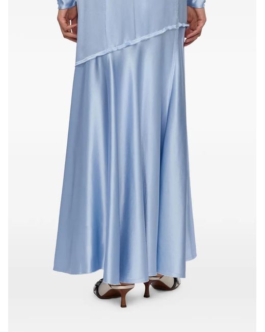 Ganni Blue Raw-Edge Panelled Maxi Skirt