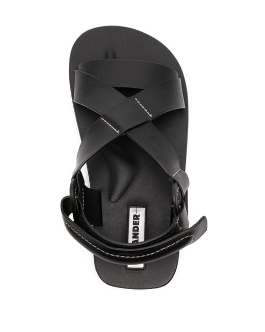 Jil Sander Black Crossover-strap Flat Leather Sandals
