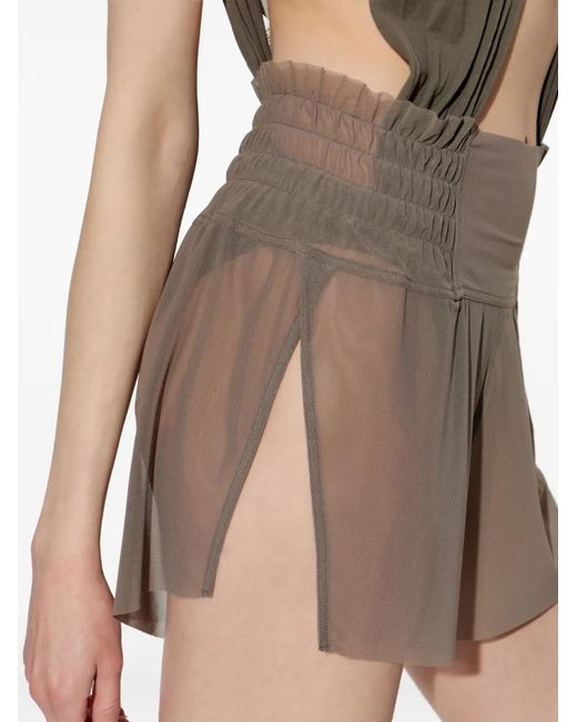 Rick Owens Gray Shirred-Detail Shorts