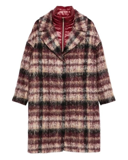 Herno Red Checked Single-Breasted Coat