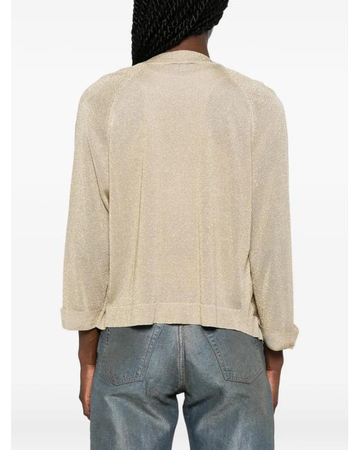 Snobby Sheep Natural Metallic-Effect Raglan-Sleeve Cardigan