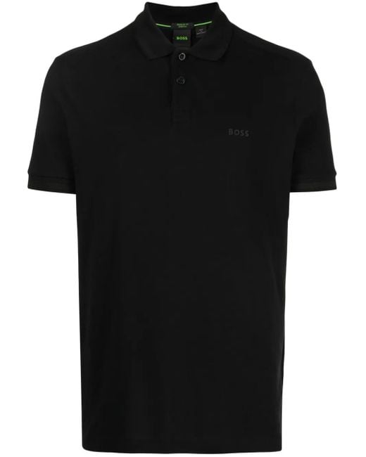 Boss Black Logo-Embroidered Cotton Polo Shirt for men