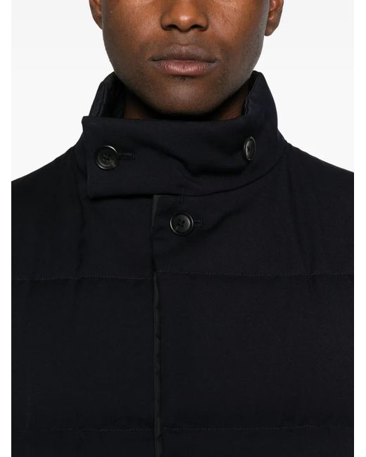 Yohji Yamamoto Blue High-Neck Padded Jacket for men