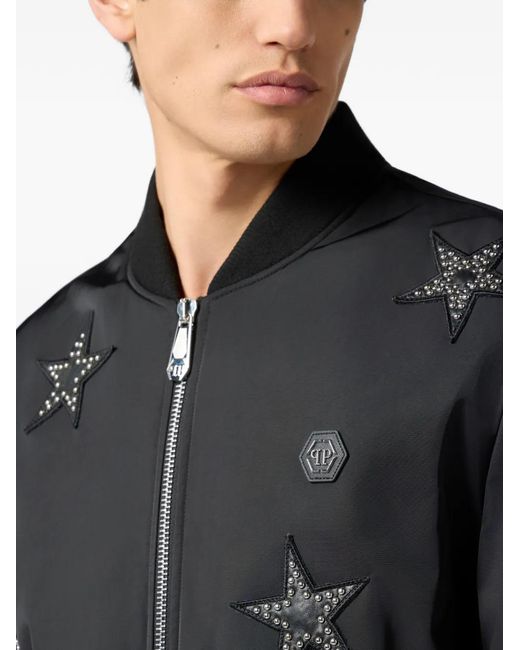 Philipp Plein Black Stars Bomber Jacket for men