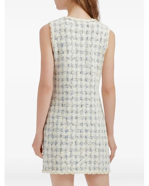 B+ AB White Tweed-Effect Button-Up Mini Dress