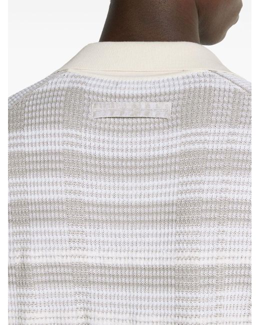 Zegna White Stripe-pattern Cotton-blend Polo Shirt for men