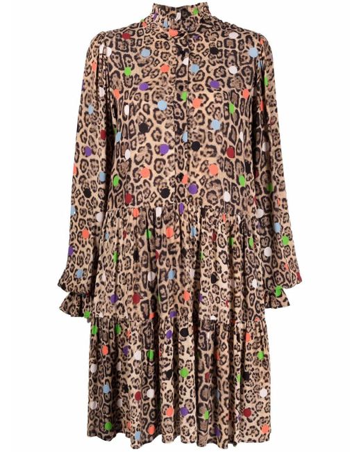 Essentiel Antwerp Midi-jurk Met Luipaardprint in het Brown