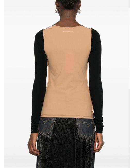 MM6 by Maison Martin Margiela Black Two-tone Exposed-seam Top