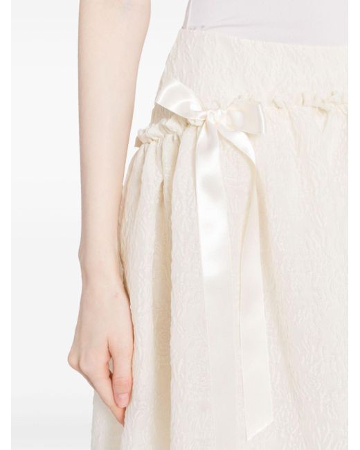 Simone Rocha White Bow-embellished Gathered Skirt