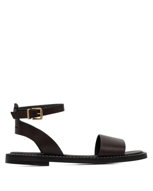 Marc O' Polo Black Ankle-Strap Leather Sandals
