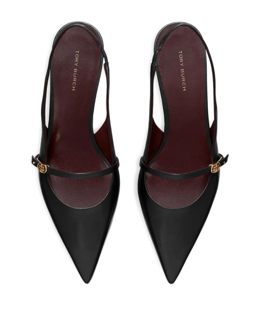 Tory Burch Black Slingback Shoes With Buckle
