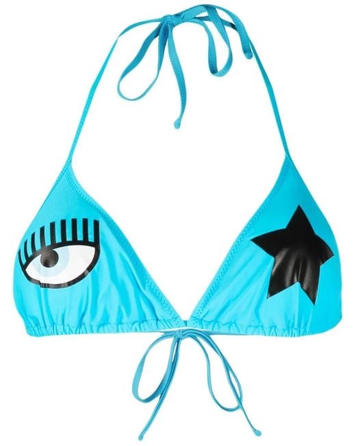 Chiara Ferragni Blue Logo-Print Triangle-Cup Bikini Set