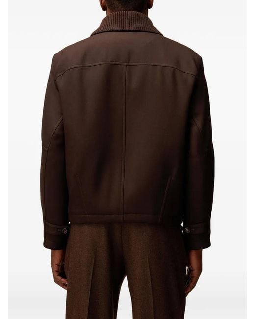 RETORI Black Detachable-Collar Wool Jacket for men