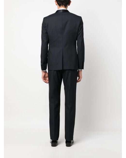 Tagliatore Black Single-Breasted Virgin Wool-Silk Suit for men