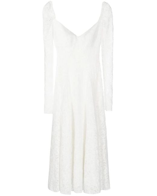 Anouki Midi-Jurk Met Lange Mouwen in het White