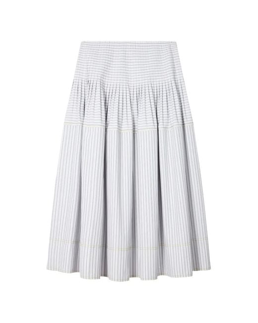 Paul Smith White Striped Midi Skirt