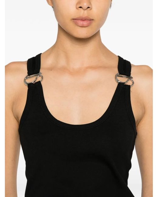 Coperni Black Ring-Detail Ribbed Top