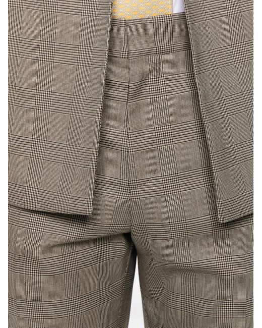 Boss Gray Double-Breasted Checked Suit for men