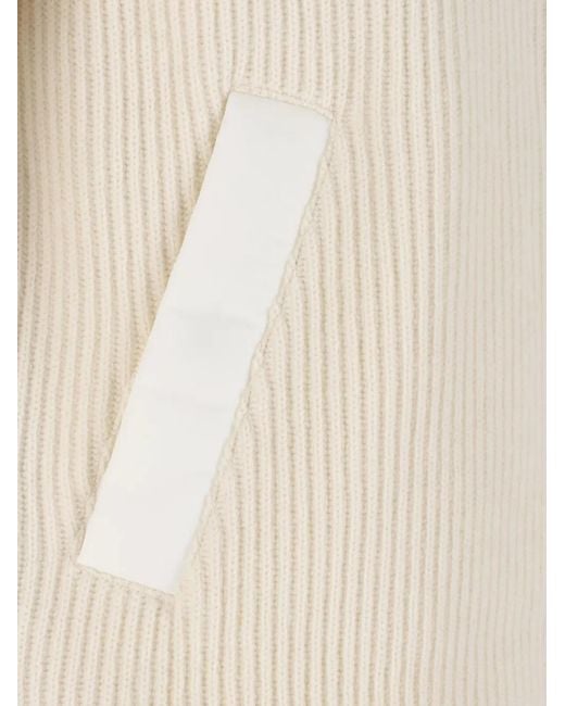 Sacai White Ribbed Zip-Up Cardigan for men