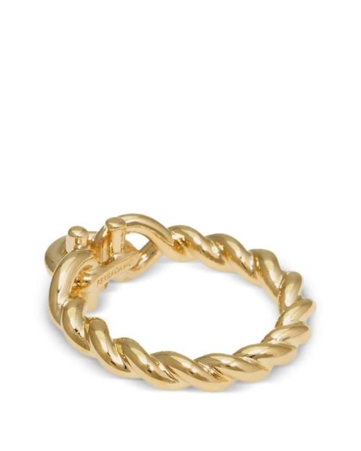 Ferragamo Metallic Gancini Twisted Ring (54 Mm)