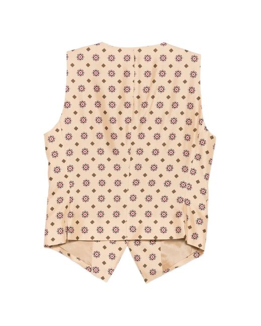 Alberto Biani Natural Buttoned Patterned Waistcoat