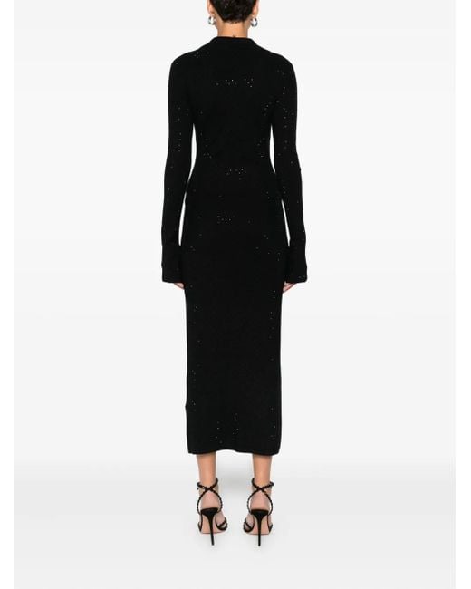 Patrizia Pepe Black Embellished Button-Front Midi Dress