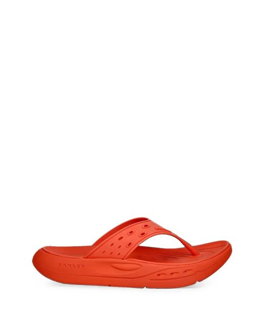 Oakley Red Studio Perforated Logo-Embossed Flip-Flops for men
