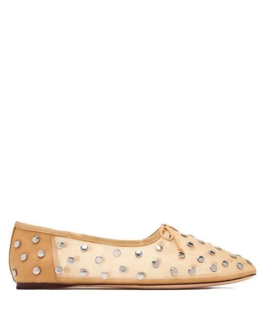 Loeffler Randall Natural Landon Studded-Details Ballerina Flats